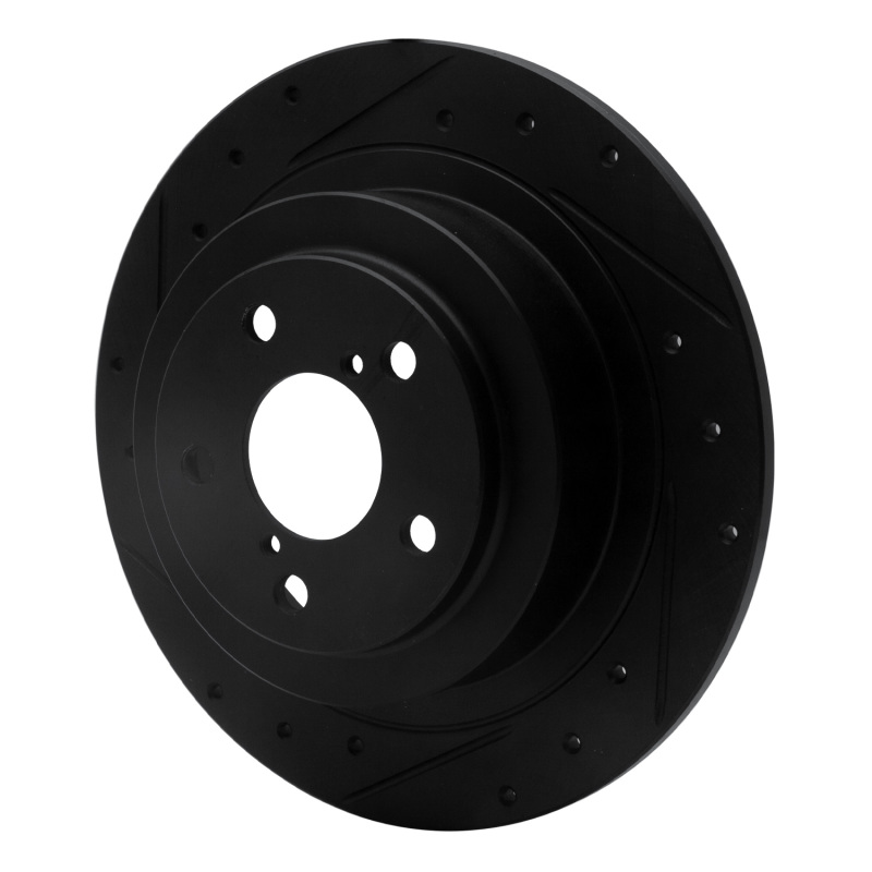 Subaru Outback Brake Rotor (1) - Rear Left - R1 Concepts - Drilled & Slotted - Black - `00-`06